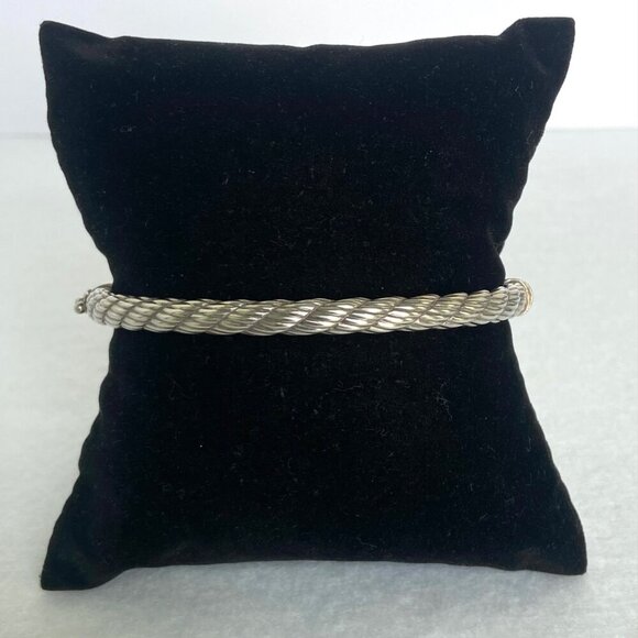 Sterling Silver 925 5MM Twisted Hinged Oval Bangle Bracelet Sz 7" - Picture 5 of 16
